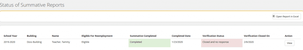 NEE Summative Status Report screengrab