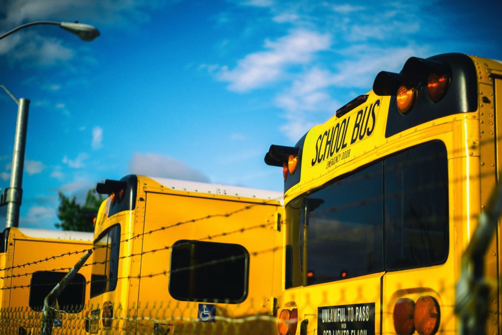 school buses lined up