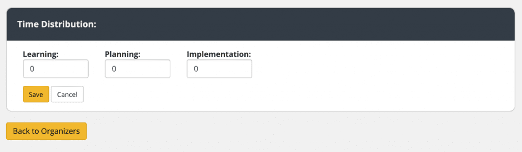 Time Distribution in the Learning Organizer NEE Data Tool