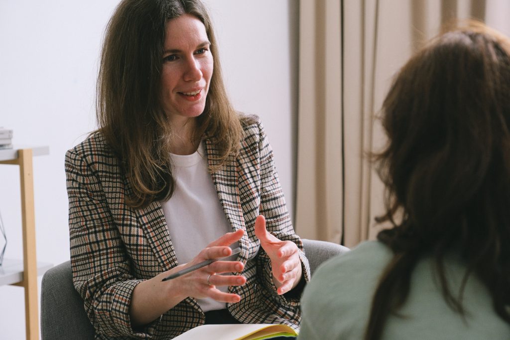 Two women having a conversation