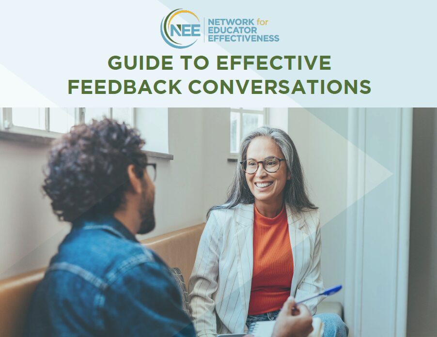 NEE Guide to Effective Feedback Conversations cover featuring two people sitting together having a conversation